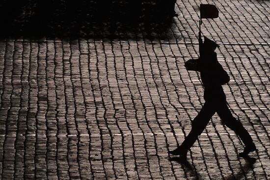 Moscow. Rehearsal for parade marking 70th anniversary of victory in the Great Patriotic War