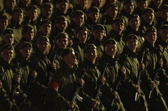 Moscow. Rehearsal for parade marking 70th anniversary of victory in the Great Patriotic War