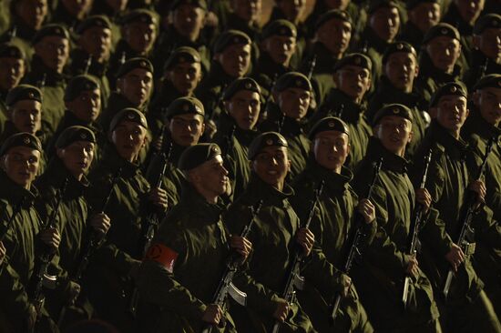 Moscow. Rehearsal for parade marking 70th anniversary of victory in the Great Patriotic War