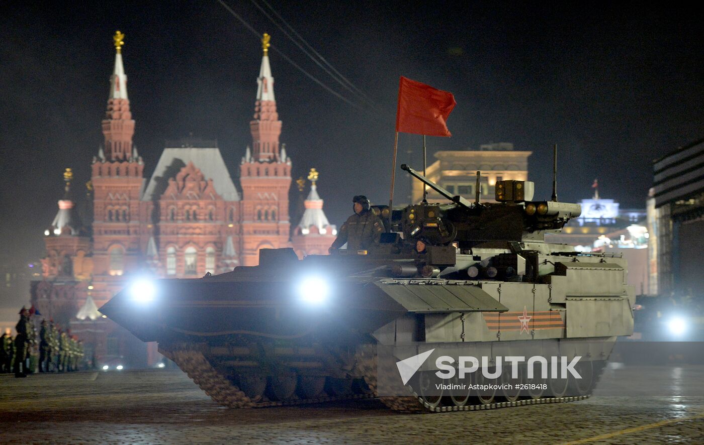Moscow. Rehearsal for parade marking 70th anniversary of victory in the Great Patriotic War