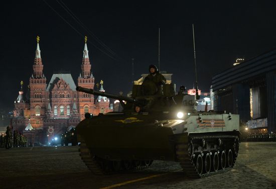 Moscow. Rehearsal for parade marking 70th anniversary of victory in the Great Patriotic War