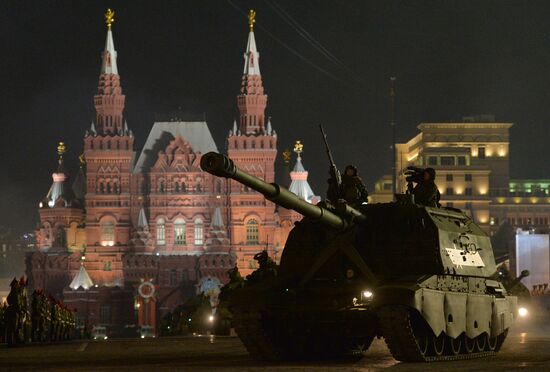 Moscow. Rehearsal for parade marking 70th anniversary of victory in the Great Patriotic War