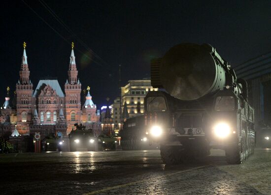 Moscow. Rehearsal for parade marking 70th anniversary of victory in the Great Patriotic War