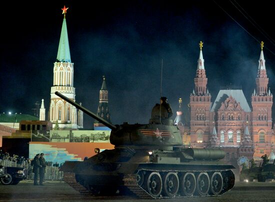 Moscow. Rehearsal for parade marking 70th anniversary of victory in the Great Patriotic War