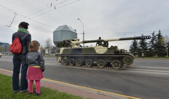 Minsk. Rehearsal for parade marking 70th anniversary of victory in the Great Patriotic War