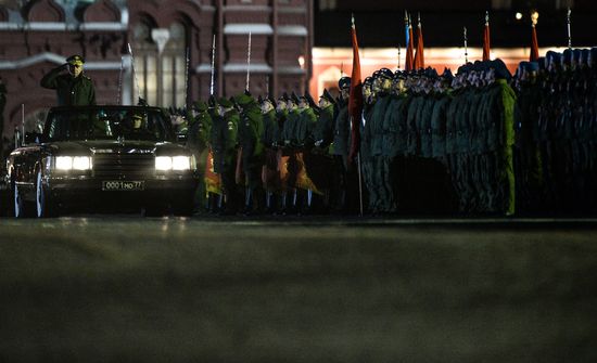 Moscow. Rehearsal for parade marking 70th anniversary of victory in the Great Patriotic War