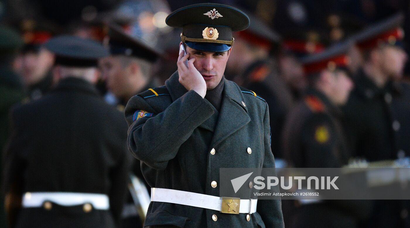 Moscow. Rehearsal for parade marking 70th anniversary of victory in the Great Patriotic War