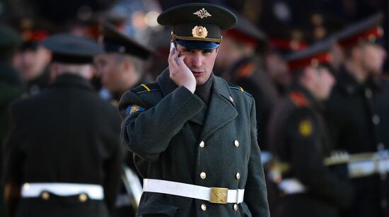 Moscow. Rehearsal for parade marking 70th anniversary of victory in the Great Patriotic War