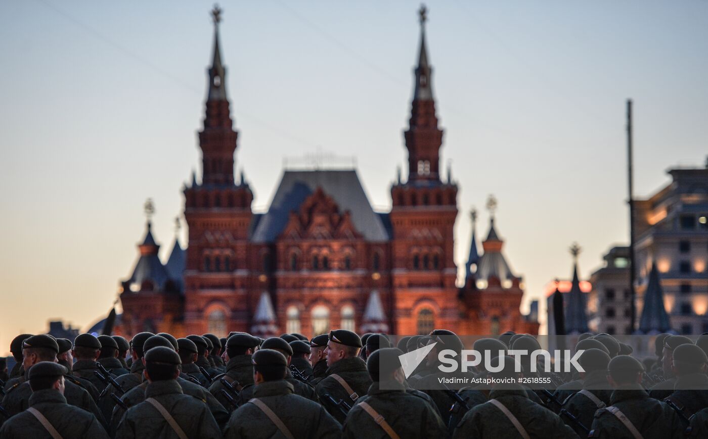 Moscow. Rehearsal for parade marking 70th anniversary of victory in the Great Patriotic War