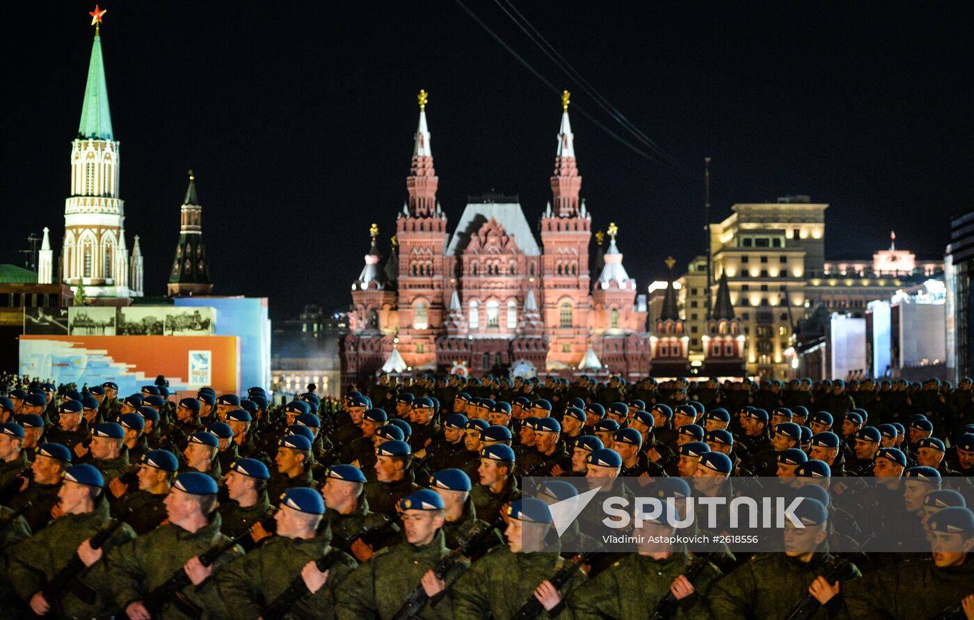 Moscow. Rehearsal for parade marking 70th anniversary of victory in the Great Patriotic War