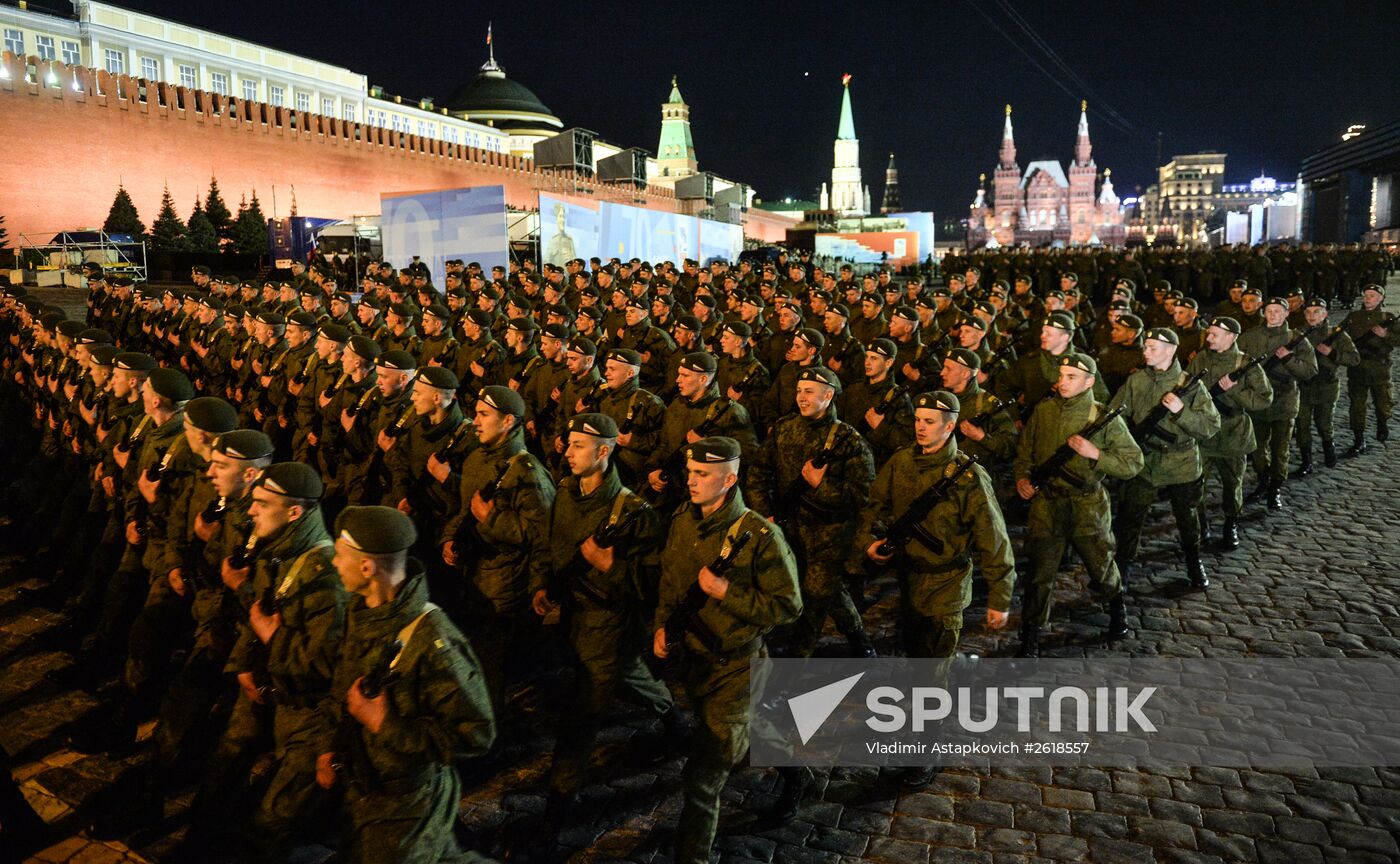 Moscow. Rehearsal for parade marking 70th anniversary of victory in the Great Patriotic War