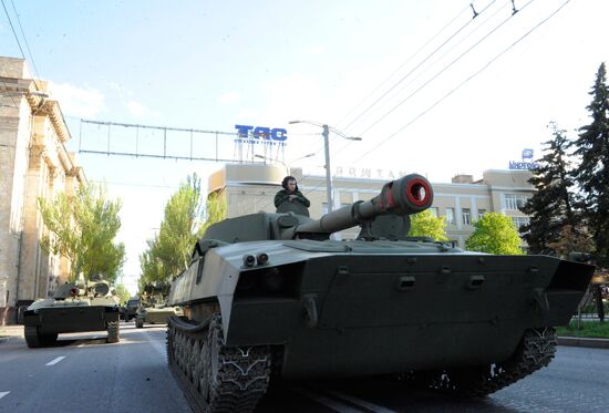 Victory Day parade rehearsal in Donetsk