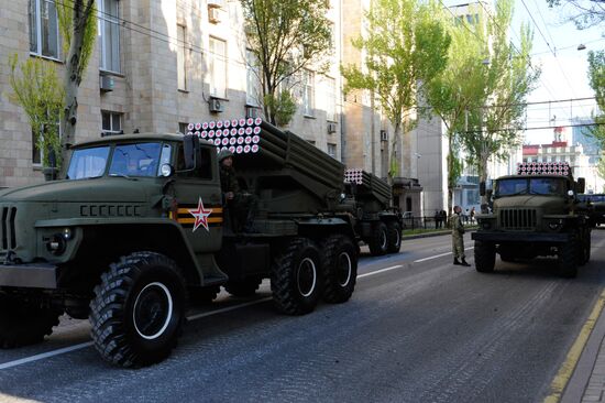 Victory Day parade rehearsal in Donetsk