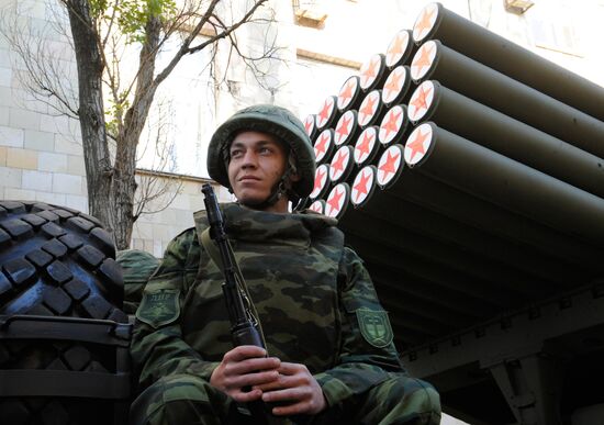 Victory Day parade rehearsal in Donetsk