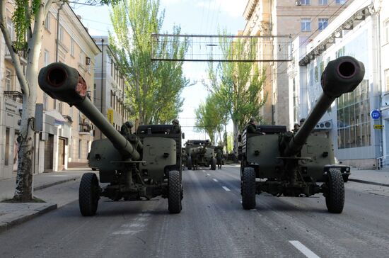 Victory Day parade rehearsal in Donetsk