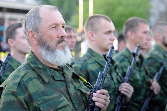 Victory Day parade rehearsal in Donetsk