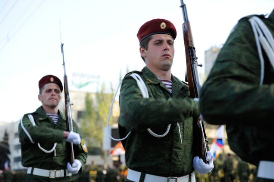 Victory Day parade rehearsal in Donetsk