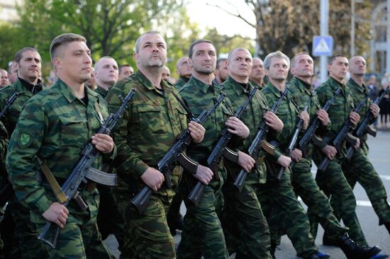 Victory Day parade rehearsal in Donetsk