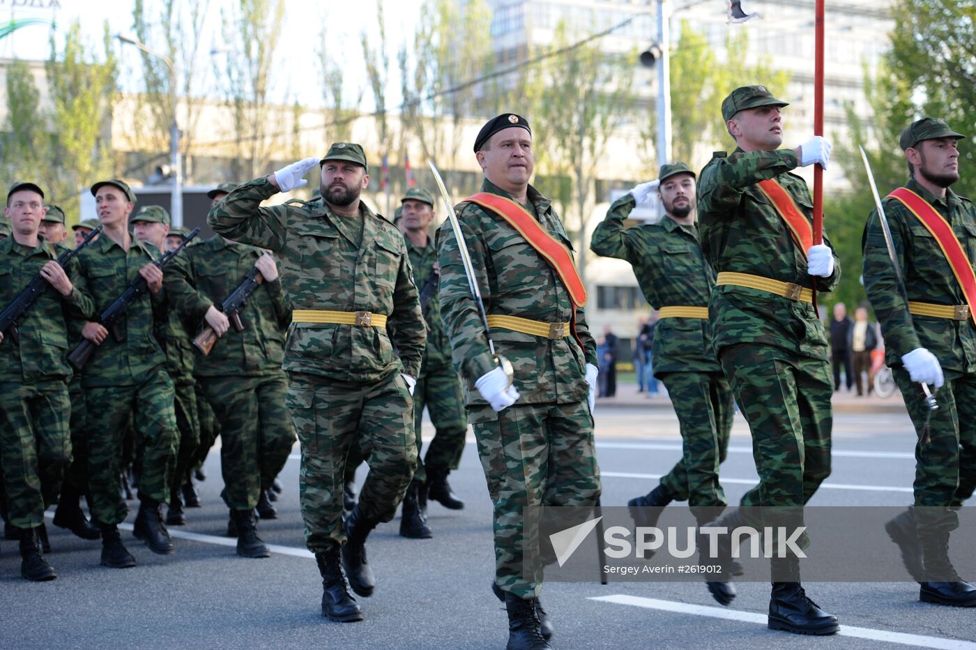 Victory Day parade rehearsal in Donetsk