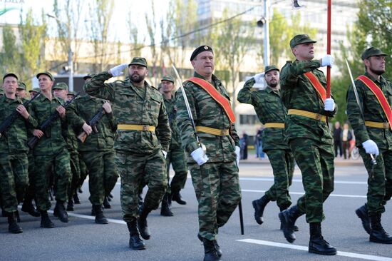 Victory Day parade rehearsal in Donetsk