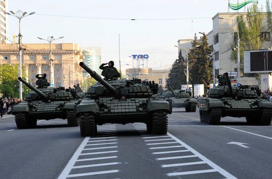 Victory Day parade rehearsal in Donetsk