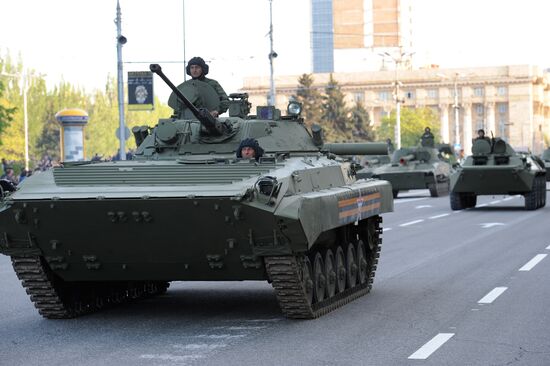 Victory Day parade rehearsal in Donetsk