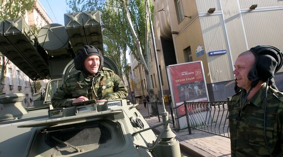 Victory Day parade rehearsal in Donetsk