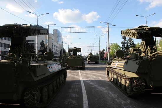 Victory Day parade rehearsal in Donetsk
