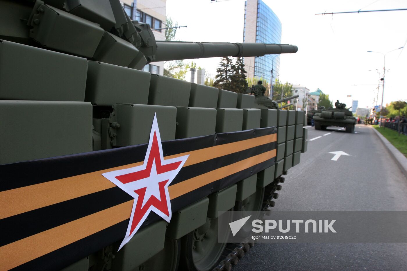 Victory Day parade rehearsal in Donetsk