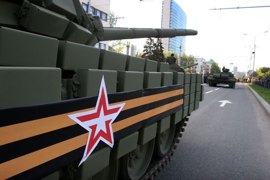 Victory Day parade rehearsal in Donetsk