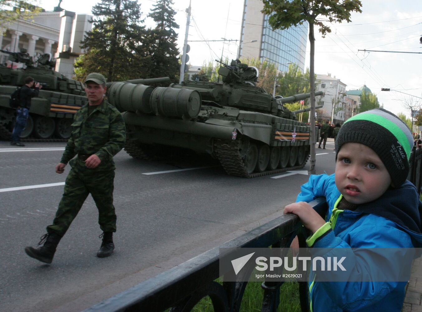 Victory Day parade rehearsal in Donetsk