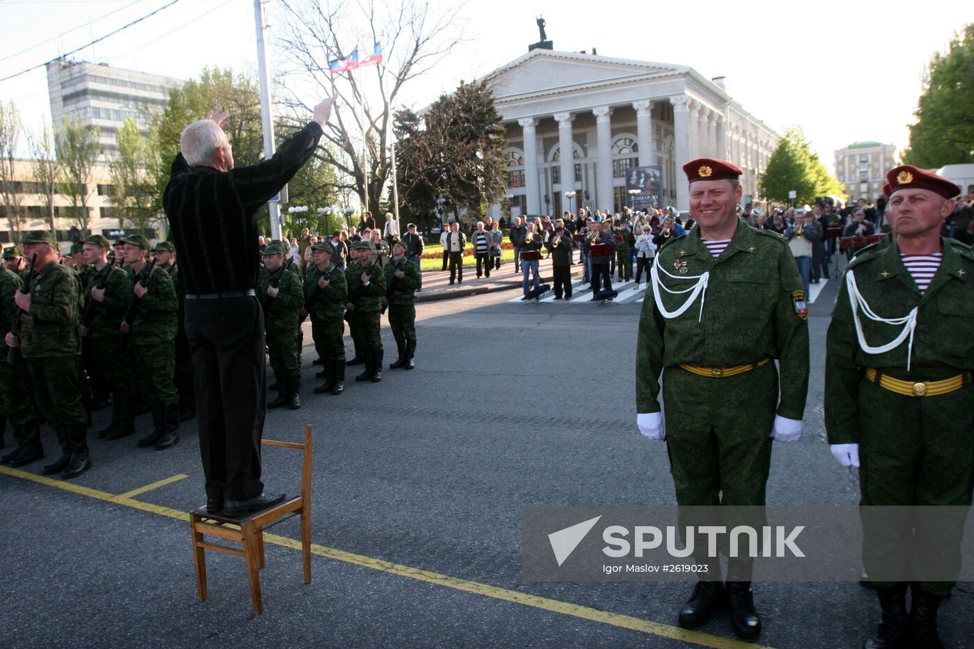 Victory Day parade rehearsal in Donetsk