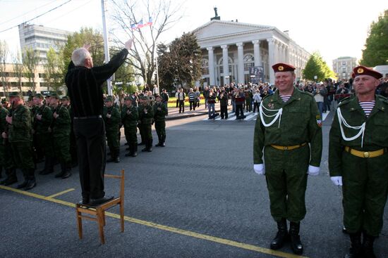 Victory Day parade rehearsal in Donetsk