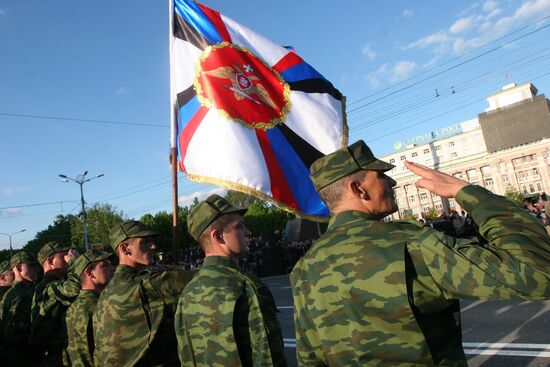 Victory Day parade rehearsal in Donetsk