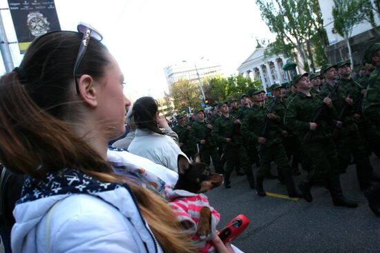 Victory Day parade rehearsal in Donetsk