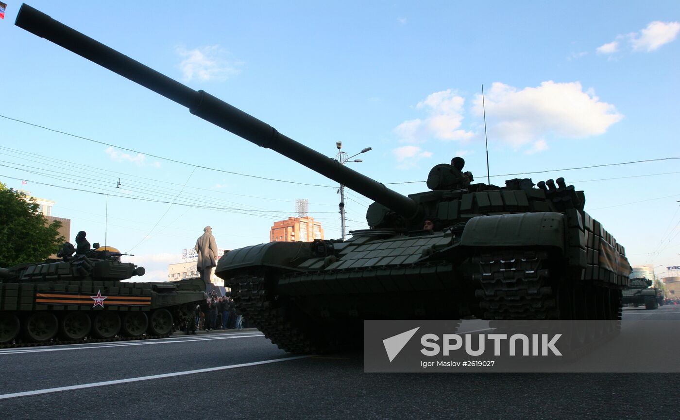 Victory Day parade rehearsal in Donetsk