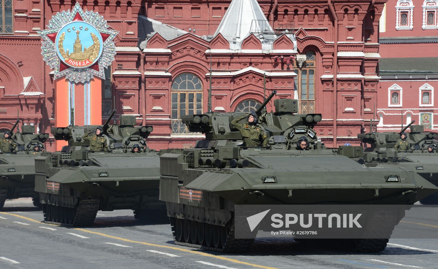 Final rehearsal of military parade to mark 70th anniversary of Victory in 1941-1945 Great Patriotic War