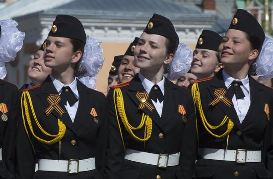 Ceremonial unit soldiers at the final rehearsal of the military parade to mark the 70th anniversary of Victory in the 1941-1945 Great Patrio
