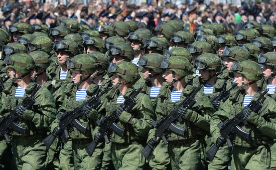 Final rehearsal of military parade to mark 70th anniversary of Victory in 1941-1945 Great Patriotic War