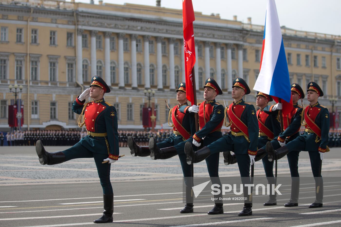 Final rehearsal of military parade to mark 70th anniversary of Victory in 1941-1945 Great Patriotic War in St.Petersburg
