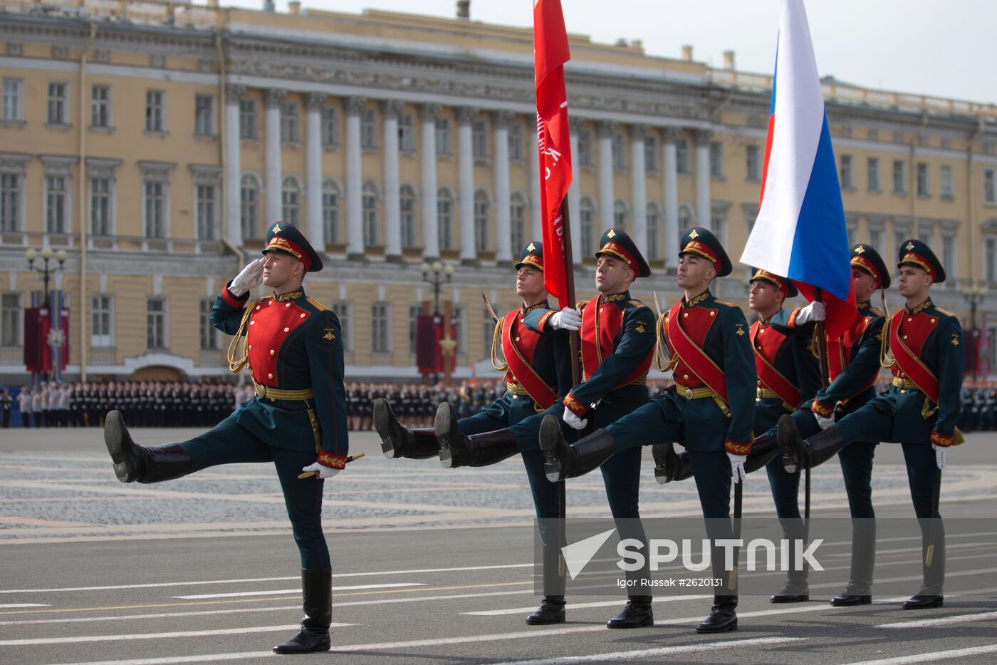 Final rehearsal of military parade to mark 70th anniversary of Victory in 1941-1945 Great Patriotic War in St.Petersburg