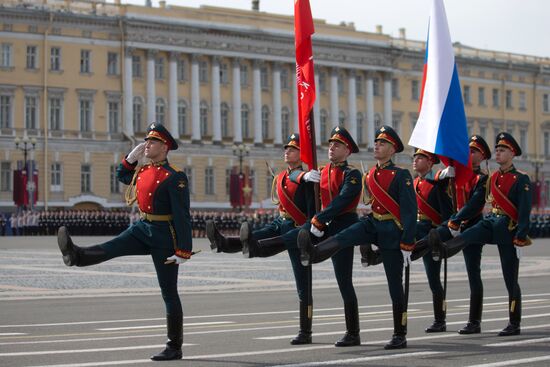 Final rehearsal of military parade to mark 70th anniversary of Victory in 1941-1945 Great Patriotic War in St.Petersburg