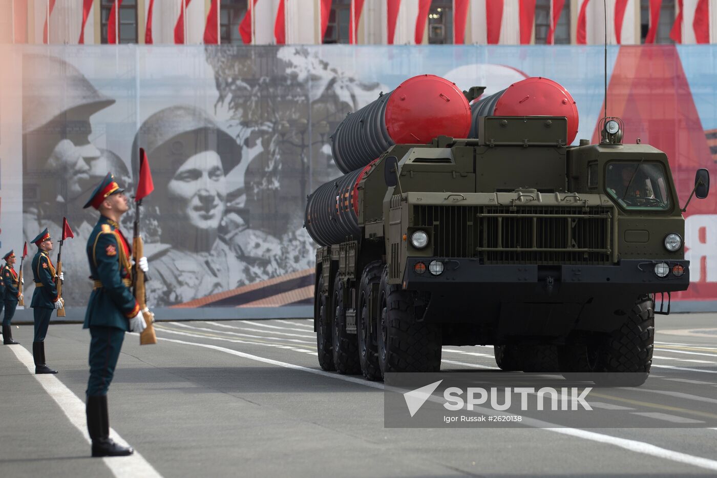Final rehearsal of military parade to mark 70th anniversary of Victory in 1941-1945 Great Patriotic War in St.Petersburg