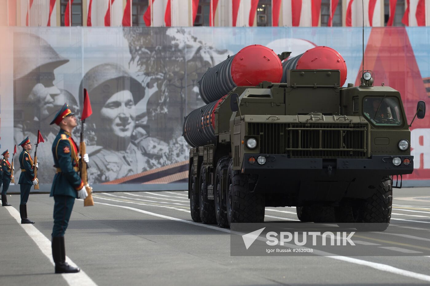 Final rehearsal of military parade to mark 70th anniversary of Victory in 1941-1945 Great Patriotic War in St.Petersburg