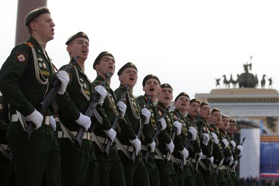 Final rehearsal of military parade to mark 70th anniversary of Victory in 1941-1945 Great Patriotic War in St.Petersburg