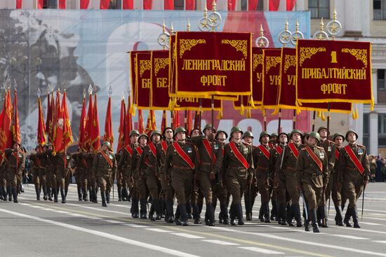 Final rehearsal of military parade to mark 70th anniversary of Victory in 1941-1945 Great Patriotic War in St. Petersburg