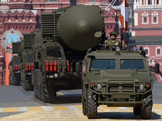 Final rehearsal of military parade to mark 70th anniversary of Victory in 1941-1945 Great Patriotic War