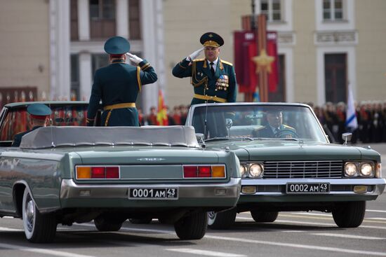Final rehearsal of military parade to mark 70th anniversary of Victory in 1941-1945 Great Patriotic War in St.Petersburg