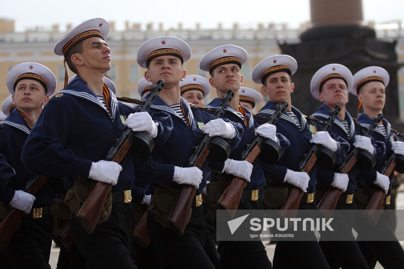 Final rehearsal of military parade to mark 70th anniversary of Victory in 1941-1945 Great Patriotic War in St.Petersburg