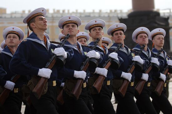 Final rehearsal of military parade to mark 70th anniversary of Victory in 1941-1945 Great Patriotic War in St.Petersburg